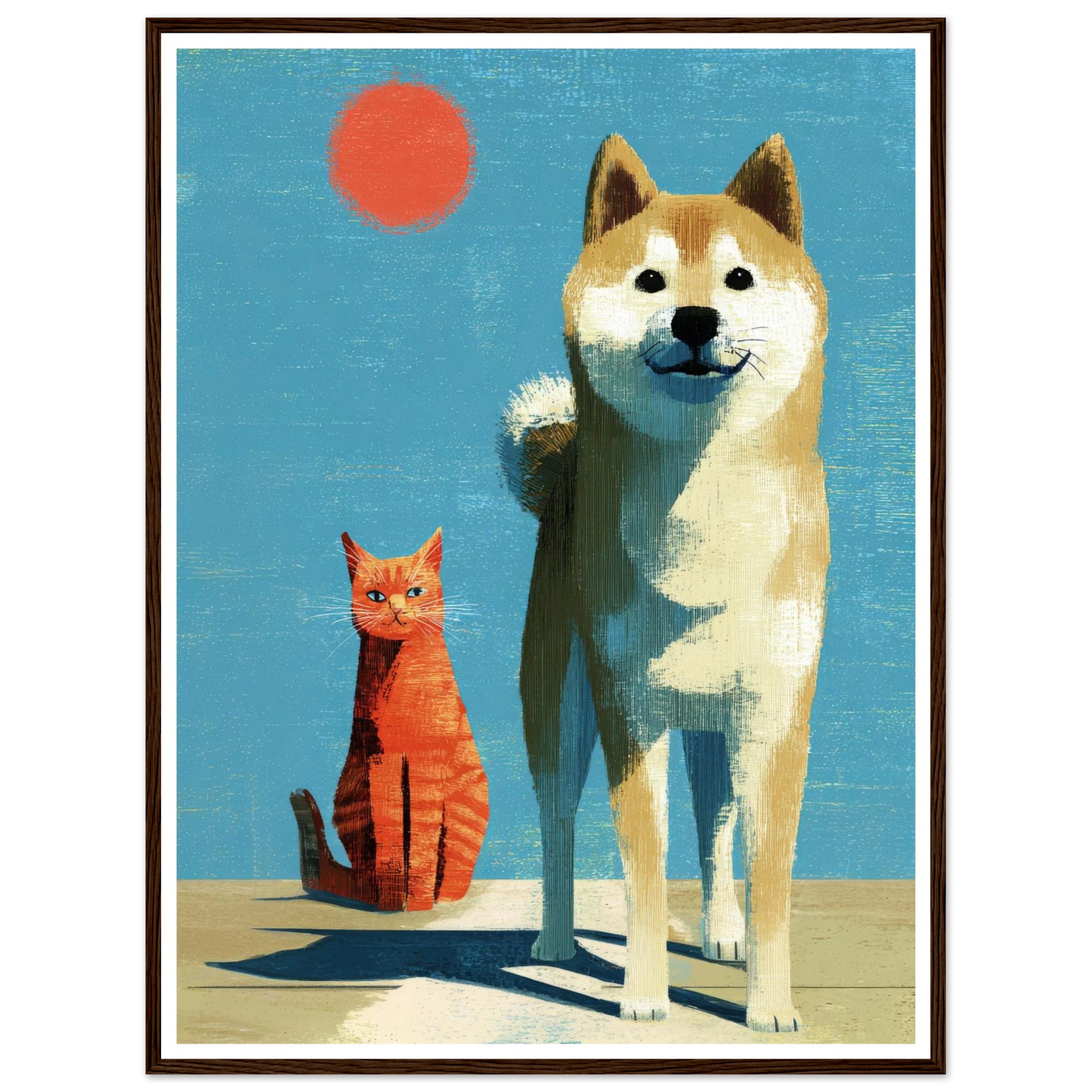 Two Silhouettes Under a Red Sun - Framed Poster - 30x40 cm / 12x16″ - Black frame