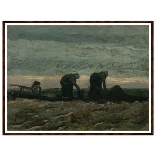 Two women on the heath (1883) Art Print | Vincent van Gogh - Framed Poster - 30x40 cm / 12x16″ - Black frame