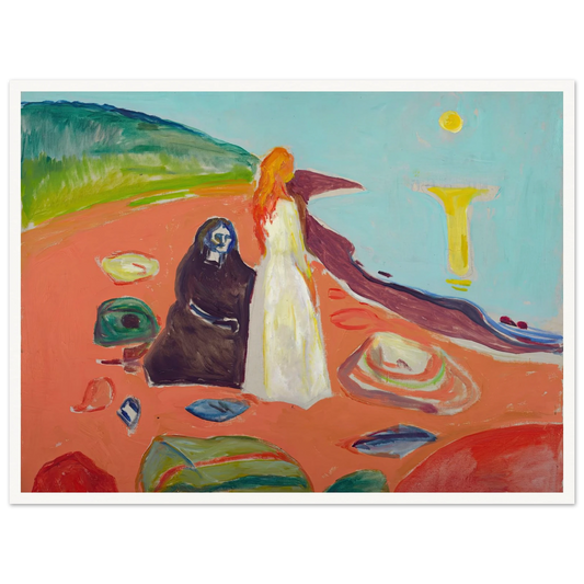 Two Women on the Shore II (1933–35) Art Print | Edvard Munch - Framed Poster - 30x40 cm / 12x16″ - Black frame