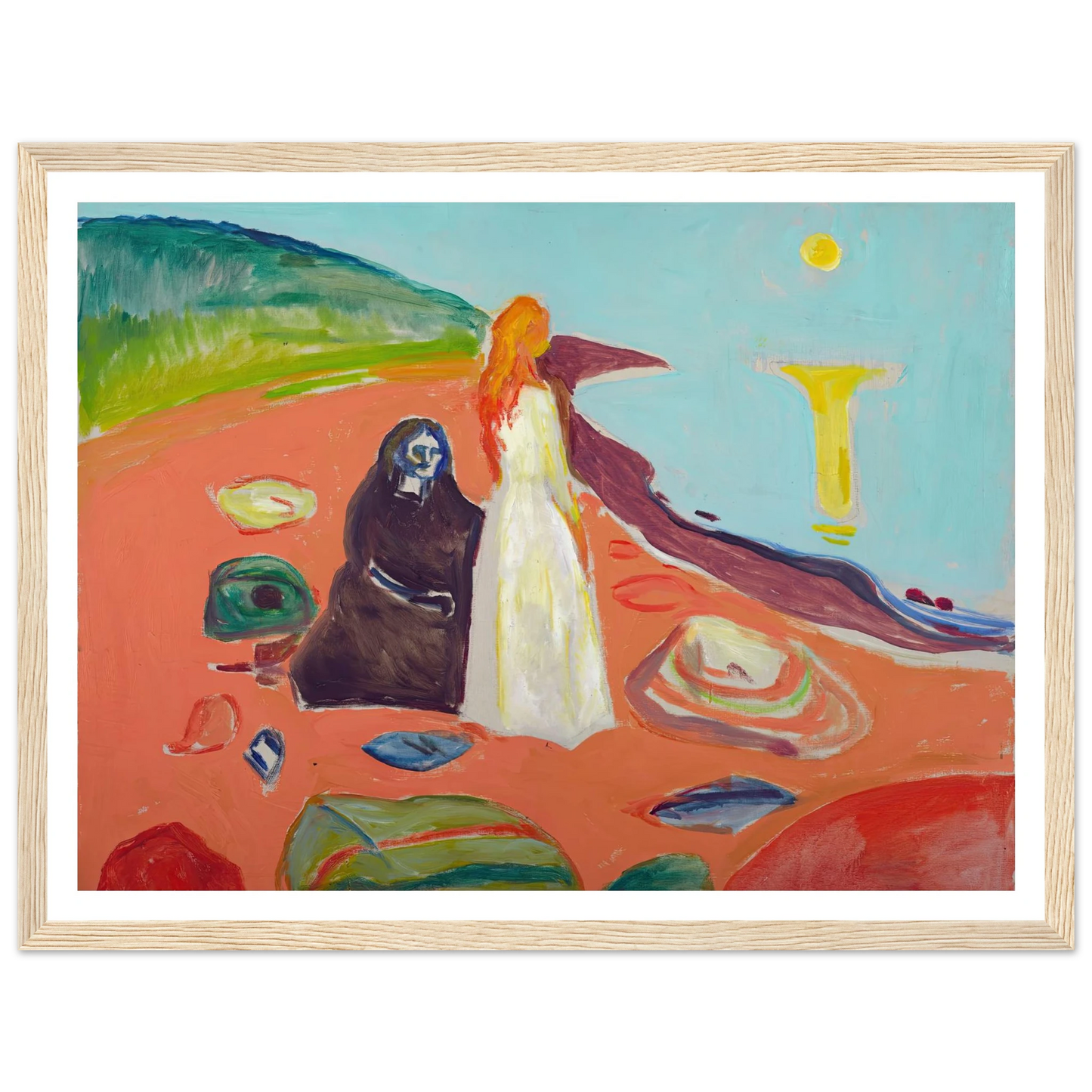 Two Women on the Shore II (1933–35) Art Print | Edvard Munch - Framed Poster - 30x40 cm / 12x16″ - Black frame
