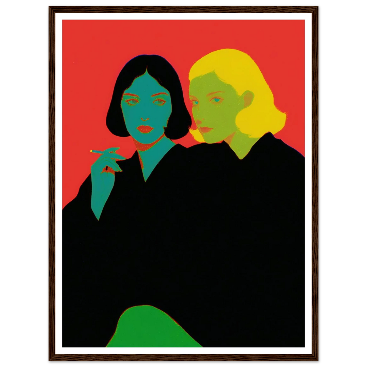 Two Women Sitting - Framed Poster - 30x40 cm / 12x16″ - Black frame