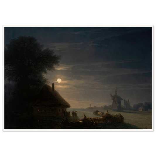 Ukrainian Landscape at Night (1870) Art Print | Ivan Konstantinovich Aivazovsky - Framed Poster - 30x40 cm / 12x16″ - Black frame