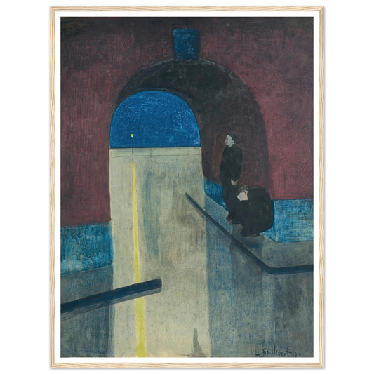 Un homme et une femme s’abritant sous une voute des Drie Gapers, Ostende (1910) Art Print | Leon Spilliaert - Framed Poster - 30x40 cm / 12x16″ - Black frame