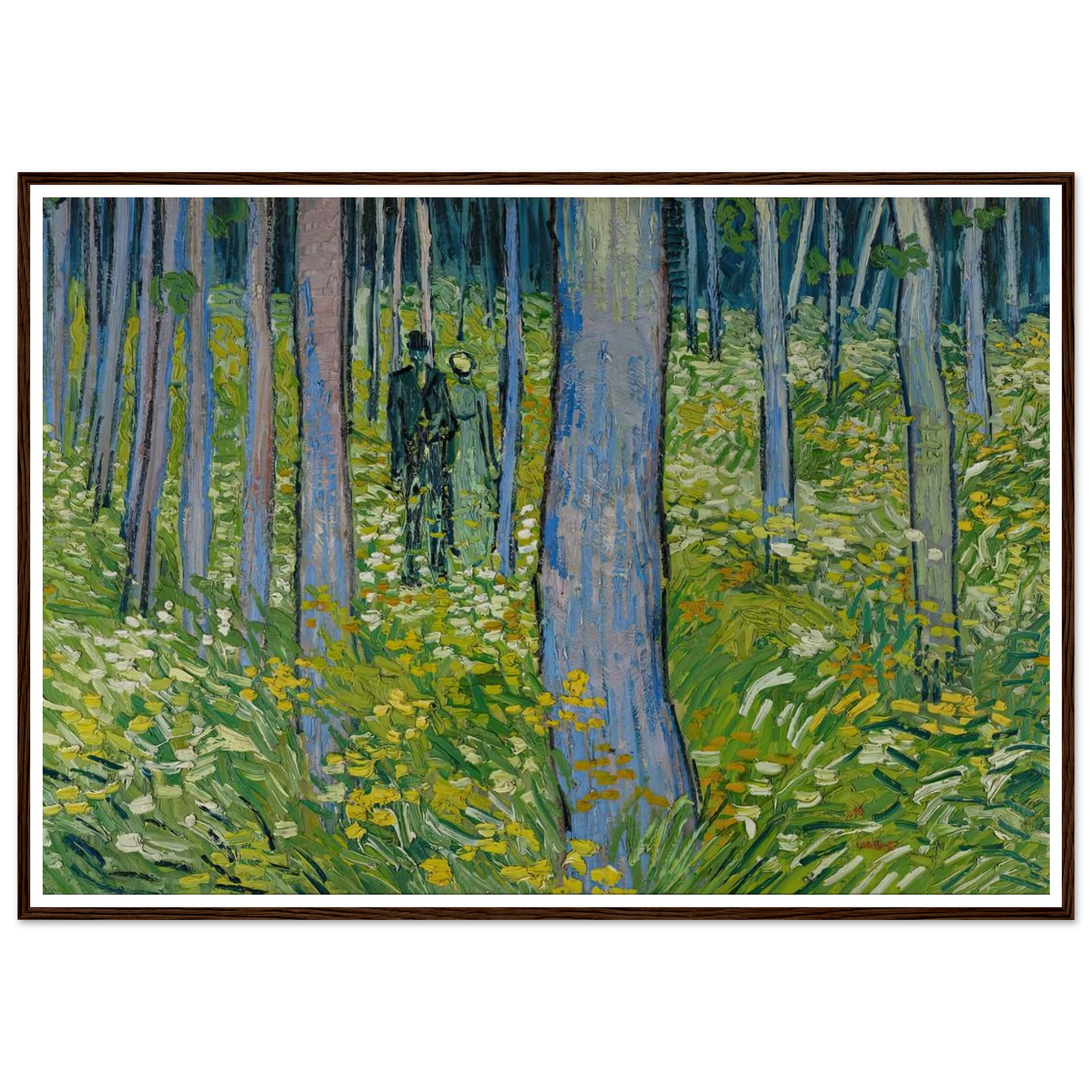 Undergrowth with two Figures (1890) Art Print | Vincent van Gogh - Framed Poster - 30x40 cm / 12x16″ - Black frame
