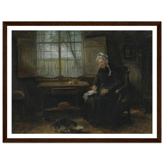 Une vieille demoiselle Art Print | Jozef Israels - Framed Poster - 30x40 cm / 12x16″ - Black frame