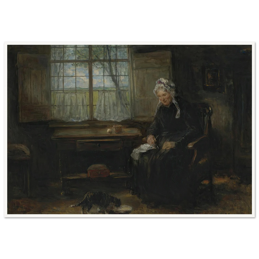 Une vieille demoiselle Art Print | Jozef Israels - Framed Poster - 30x40 cm / 12x16″ - Black frame