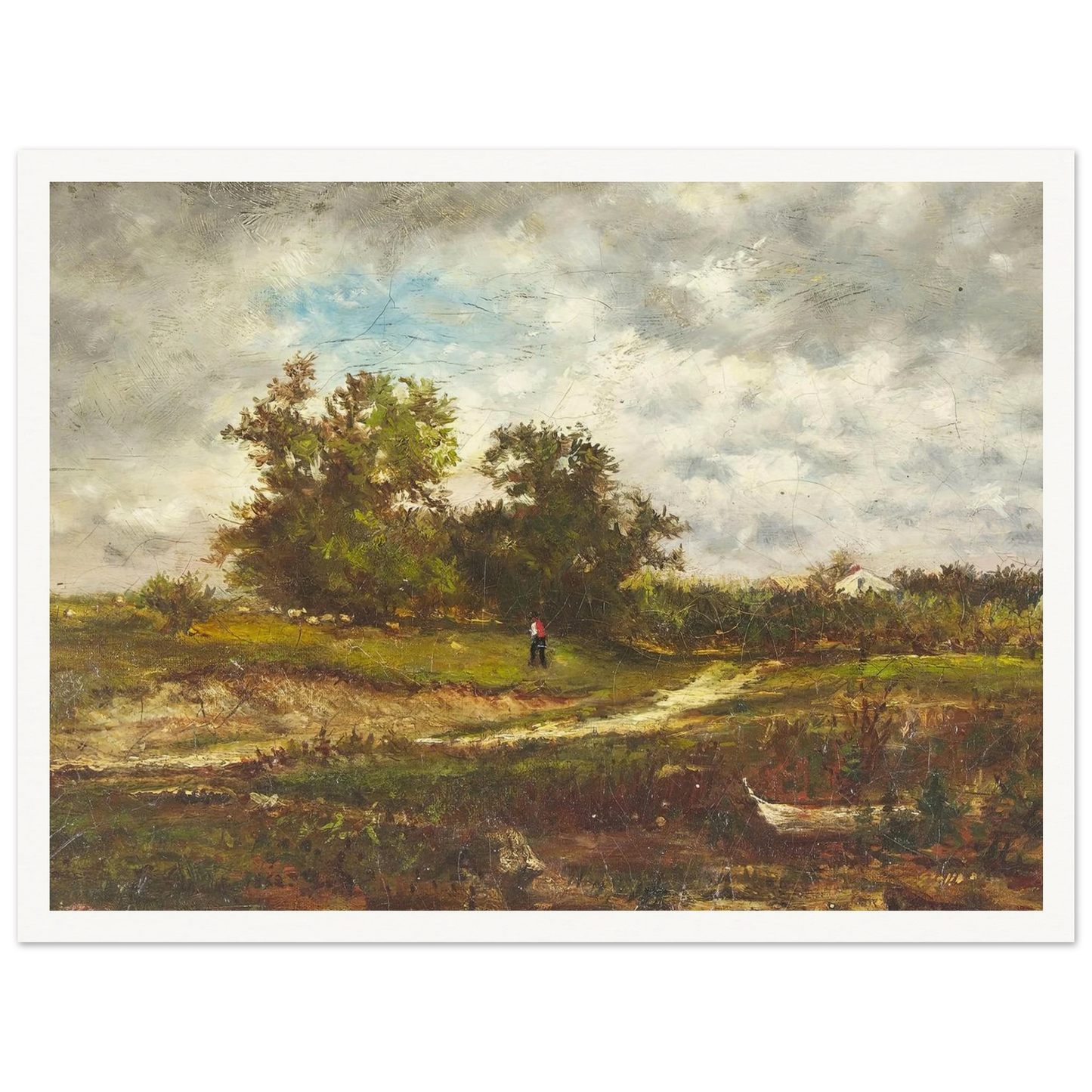 Upland Pasture (1862) Art Print | George Inness - Framed Poster - 30x40 cm / 12x16″ - Black frame