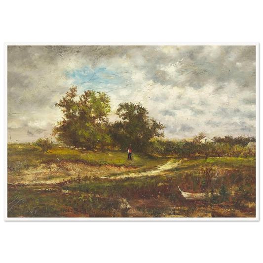 Upland Pasture (1862) Art Print | George Inness - Framed Poster - 30x40 cm / 12x16″ - Black frame