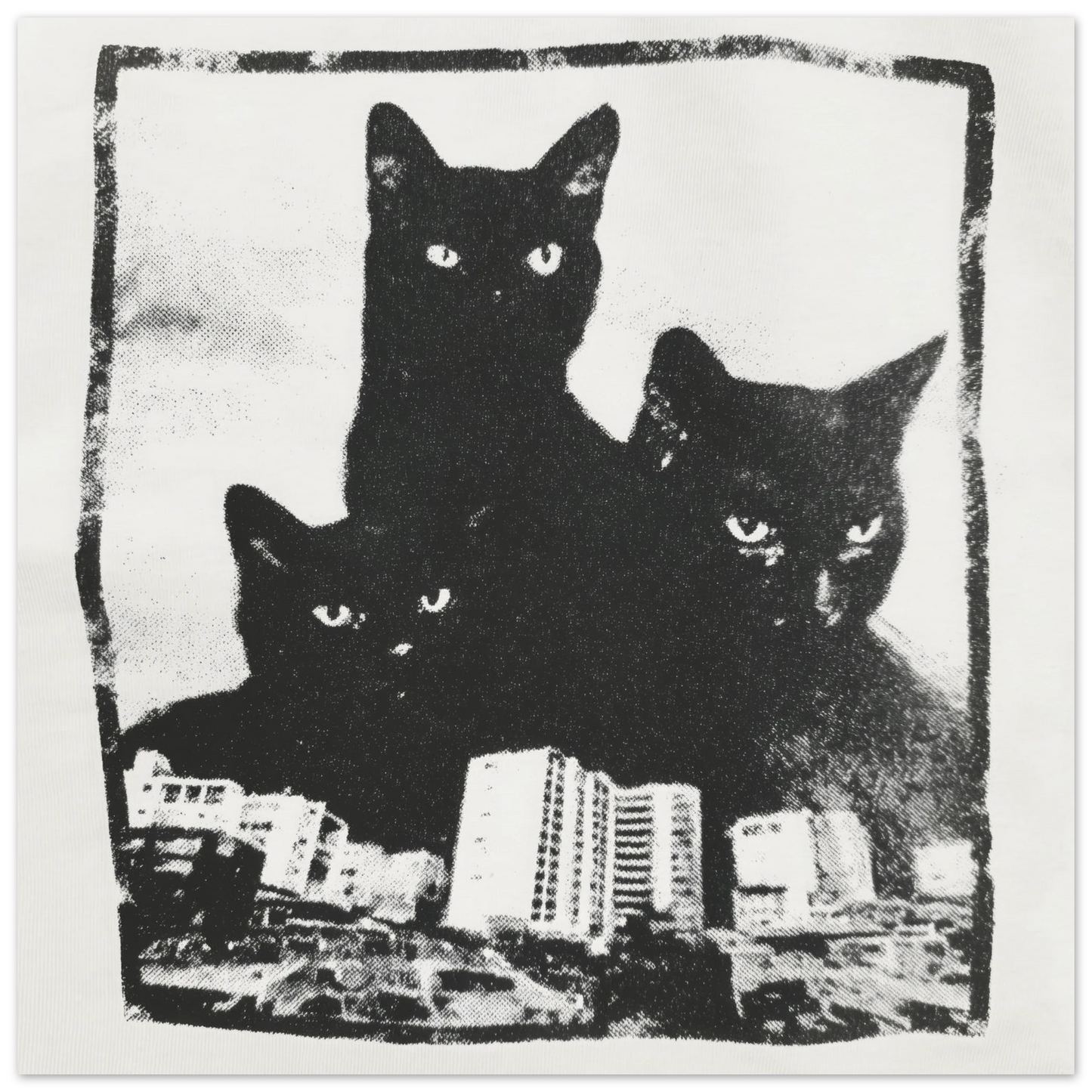 Urban Nocturne Felines - Framed Poster - 30x30 cm / 12x12″ - Black frame