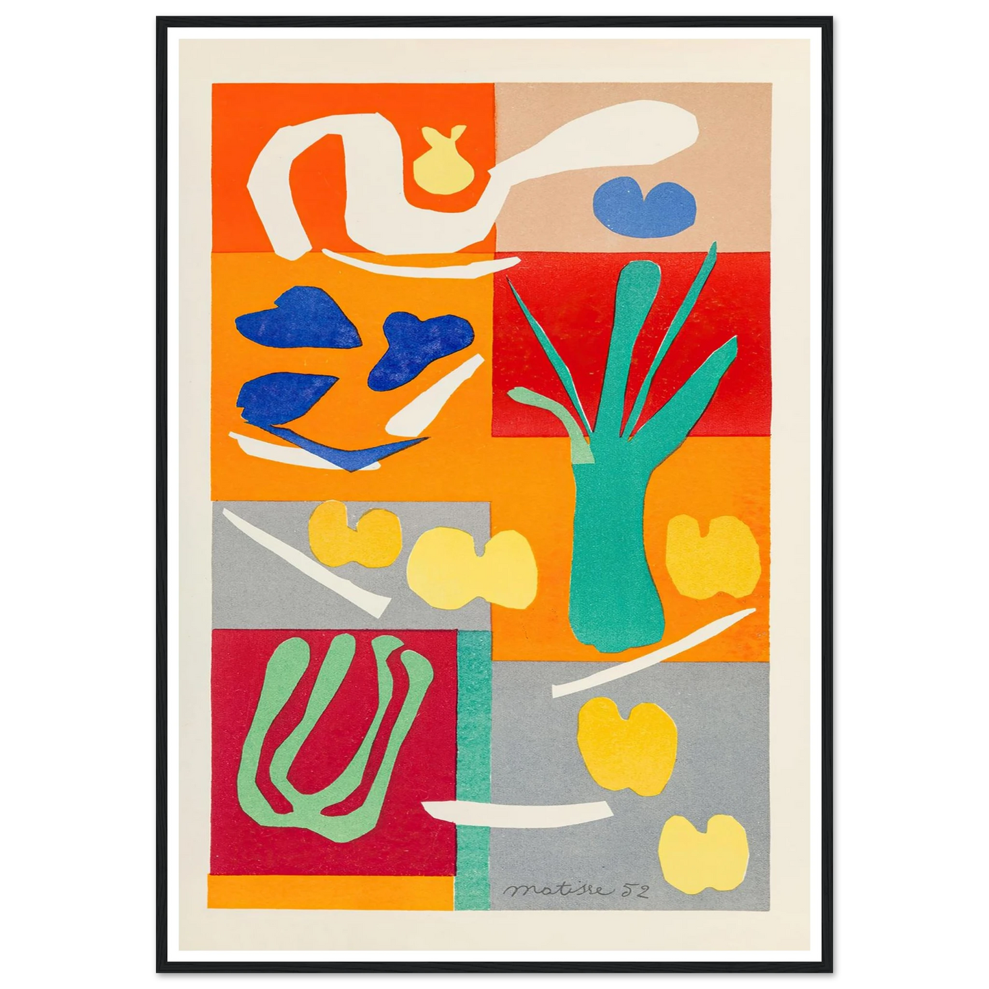 Végétaux (1952) Art Print | Henri Matisse - Framed Poster - 30x40 cm / 12x16″ - Black frame
