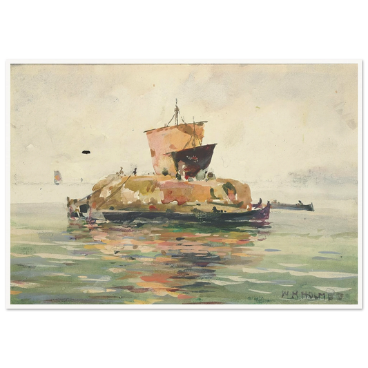 Venetian Freight Boats Art Print | William Henry Holmes - Framed Poster - 30x40 cm / 12x16″ - Black frame