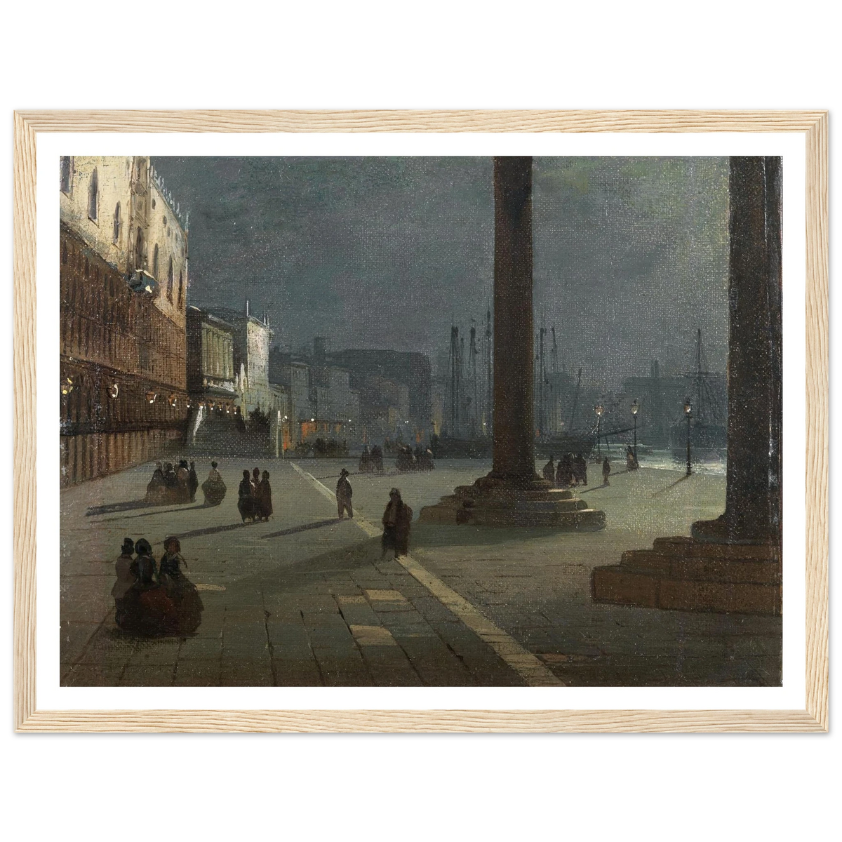 Venezia Molo di San Marco Art Print | Ippolito Caffi - Framed Poster - 30x40 cm / 12x16″ - Black frame