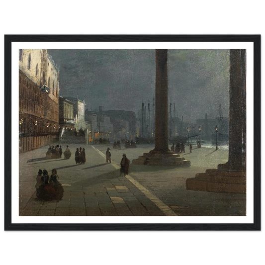 Venezia Molo di San Marco Art Print | Ippolito Caffi - Framed Poster - 30x40 cm / 12x16″ - Black frame