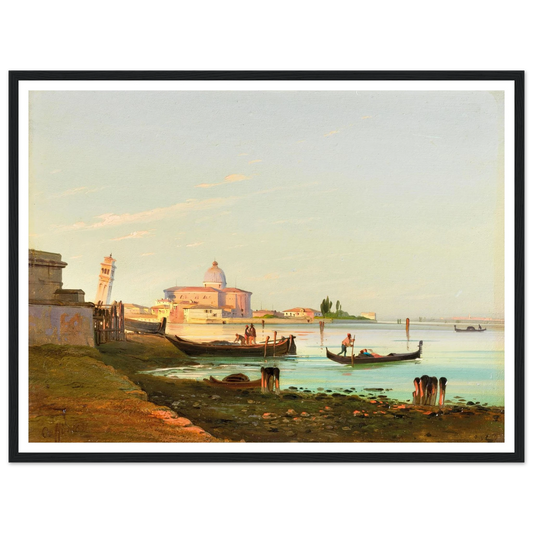 Venice, a View of San Pietro di Castello (1851) Art Print | Ippolito Caffi - Framed Poster - 30x40 cm / 12x16″ - Black frame
