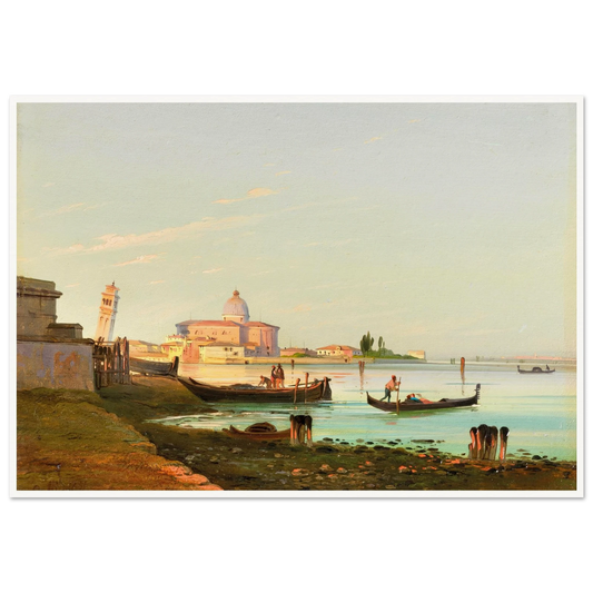 Venice, a View of San Pietro di Castello (1851) Art Print | Ippolito Caffi - Framed Poster - 30x40 cm / 12x16″ - Black frame