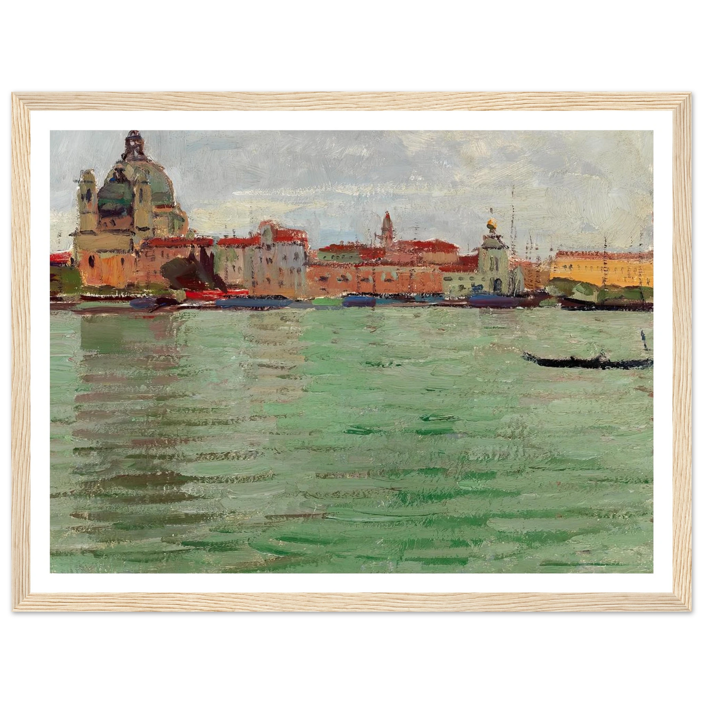 Venice, Santa Maria della Salute and Campanile di San Marco (c. 1922) Art Print | Carl Moll - Framed Poster - 30x40 cm / 12x16″ - Black frame
