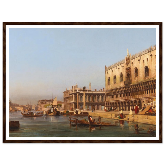 Venice, The Doge’s Palace And The Molo Art Print | Ippolito Caffi - Framed Poster - 30x40 cm / 12x16″ - Black frame