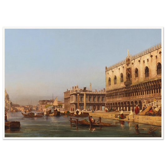 Venice, The Doge’s Palace And The Molo Art Print | Ippolito Caffi - Framed Poster - 30x40 cm / 12x16″ - Black frame