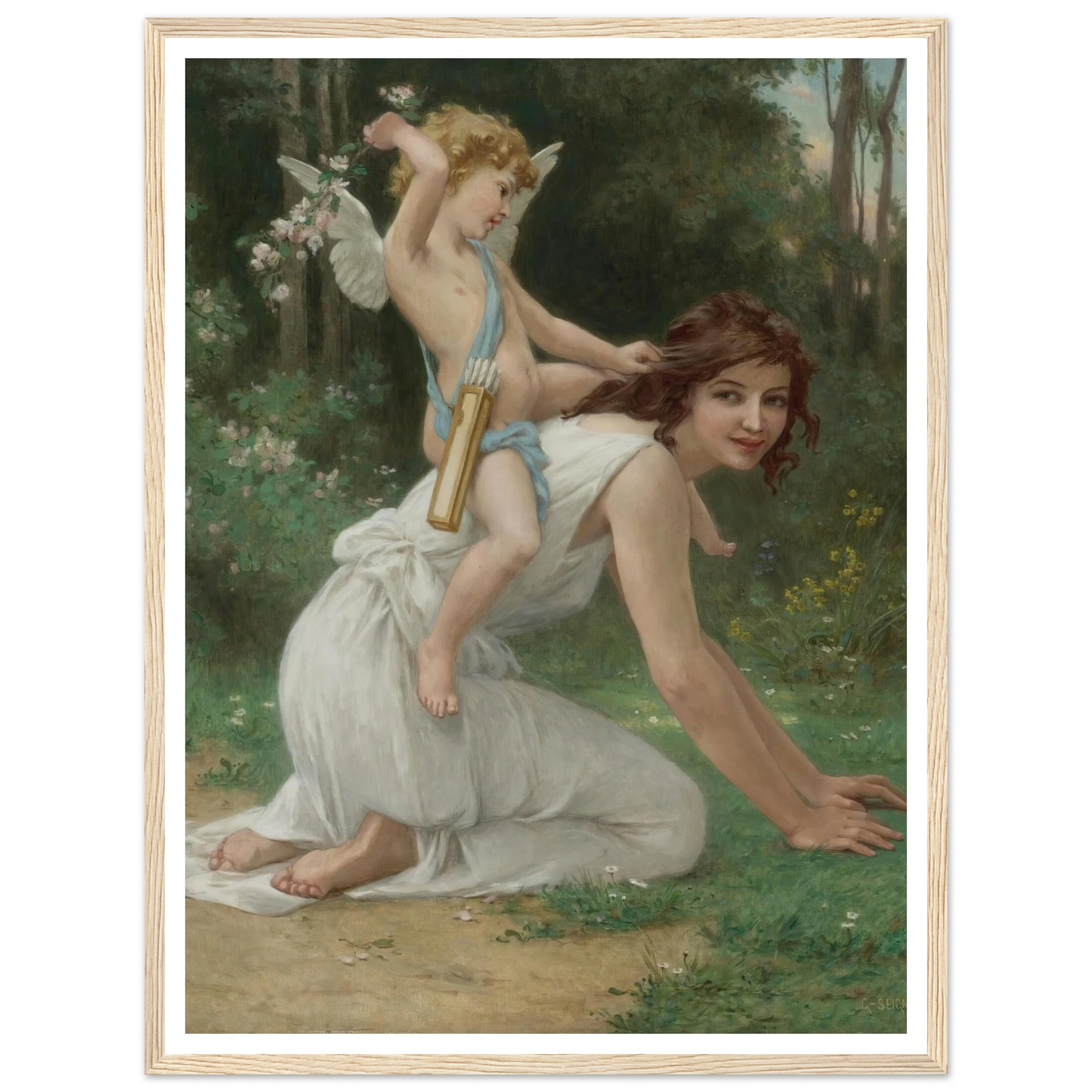Venus And Cupid Art Print | Guillaume Seignac - Framed Poster - 30x40 cm / 12x16″ - Black frame