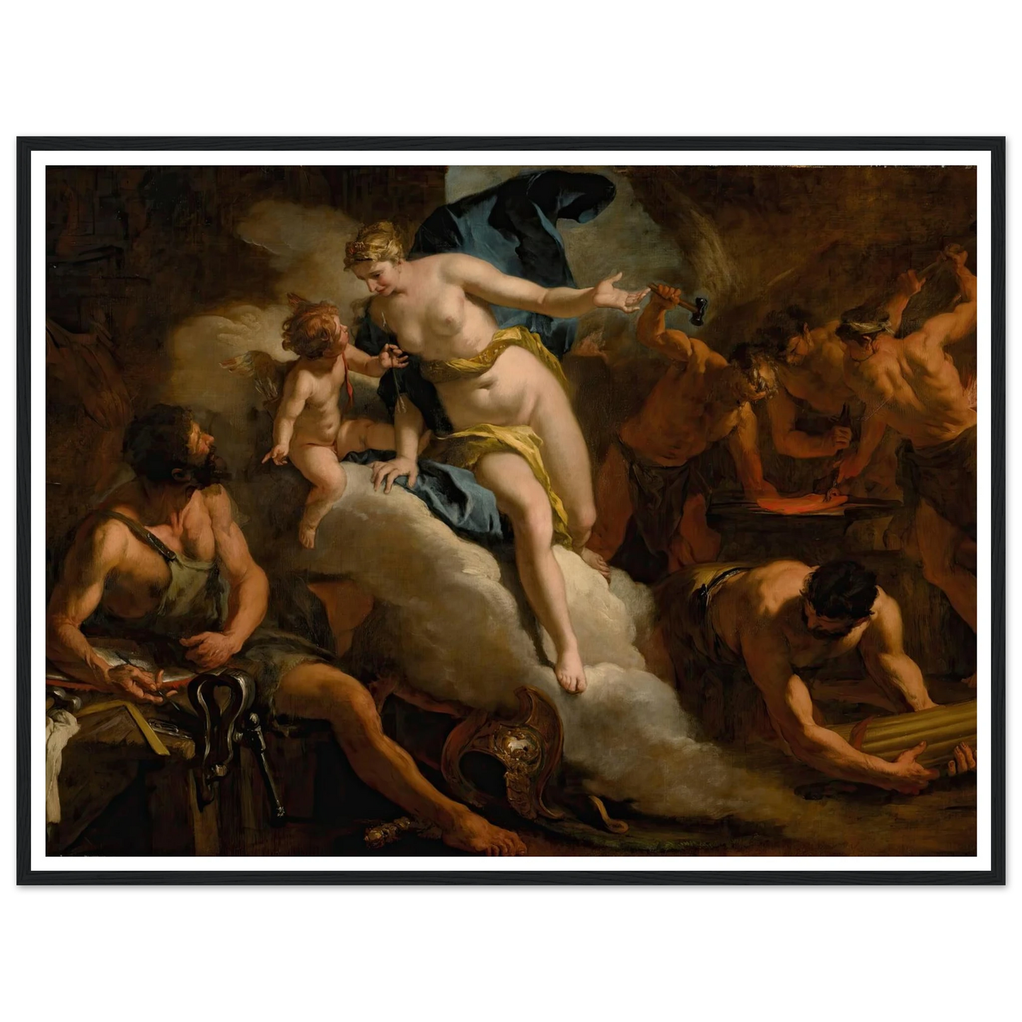 Venus In The Forge Of Vulcan Art Print | Sebastiano Ricci - Framed Poster - 30x40 cm / 12x16″ - Black frame