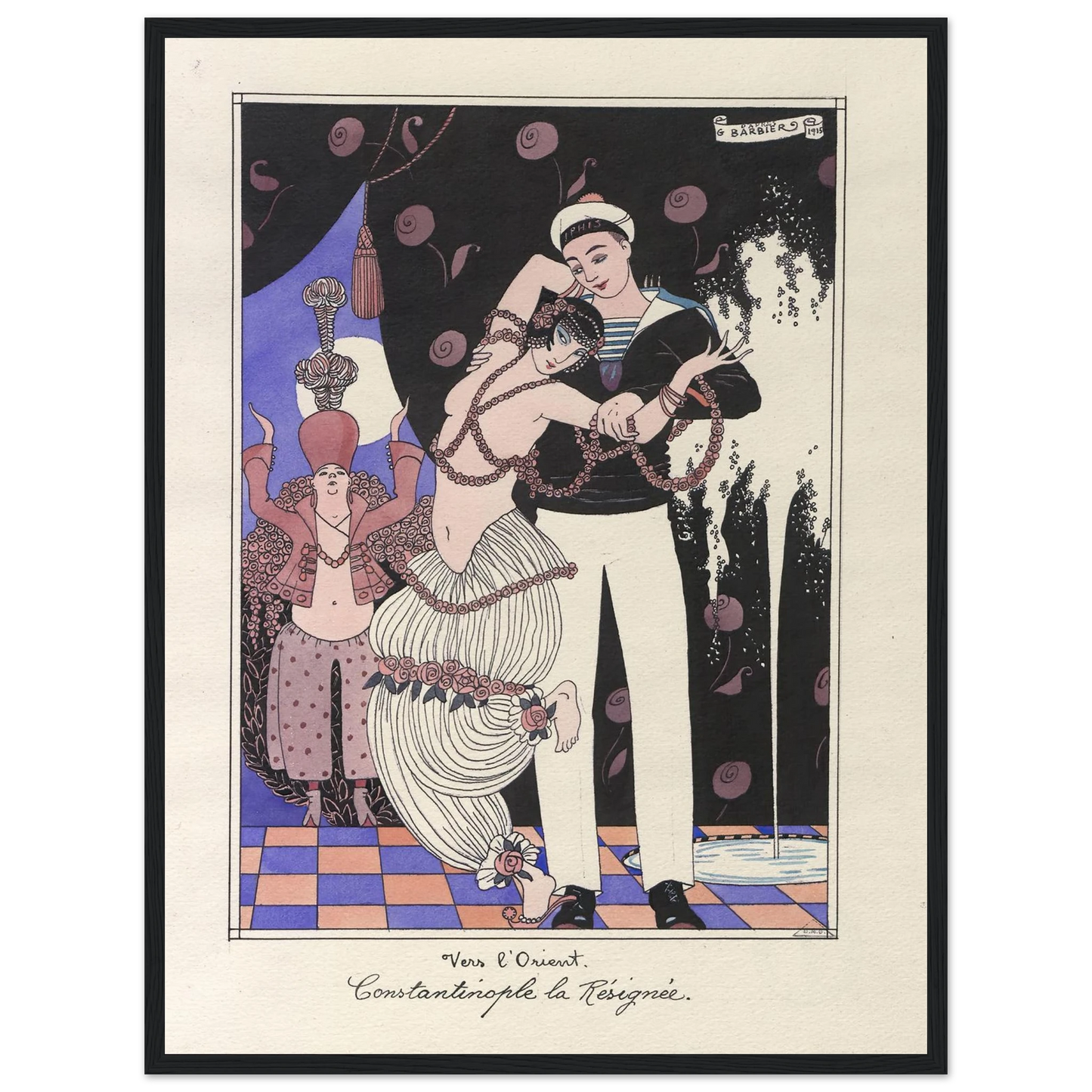 Vers l’Orient. Constantinople la Résignée (1915) Art Print | George Barbier - Framed Poster - 30x40 cm / 12x16″ - Black frame
