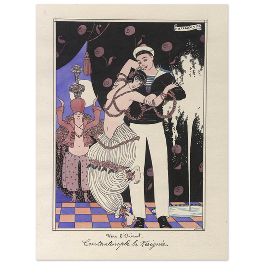 Vers l’Orient. Constantinople la Résignée (1915) Art Print | George Barbier - Framed Poster - 30x40 cm / 12x16″ - Black frame