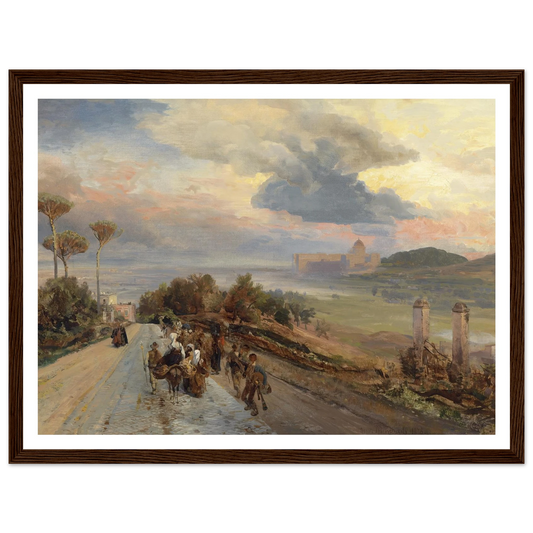 Via Cassia bei Rom (1878) Art Print | Oswald Achenbach - Framed Poster - 30x40 cm / 12x16″ - Black frame