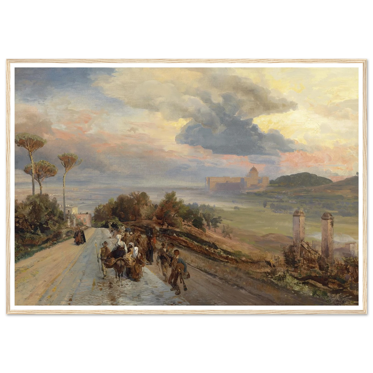 Via Cassia bei Rom (1878) Art Print | Oswald Achenbach - Framed Poster - 30x40 cm / 12x16″ - Black frame