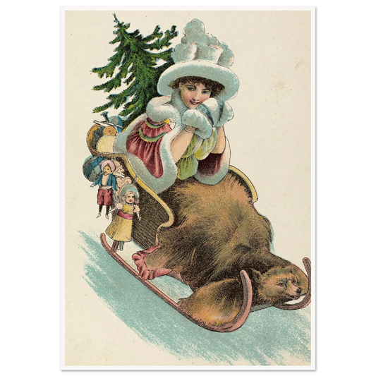 Victorian Sledding Grace - Framed Poster - 30x40 cm / 12x16″ - Black frame