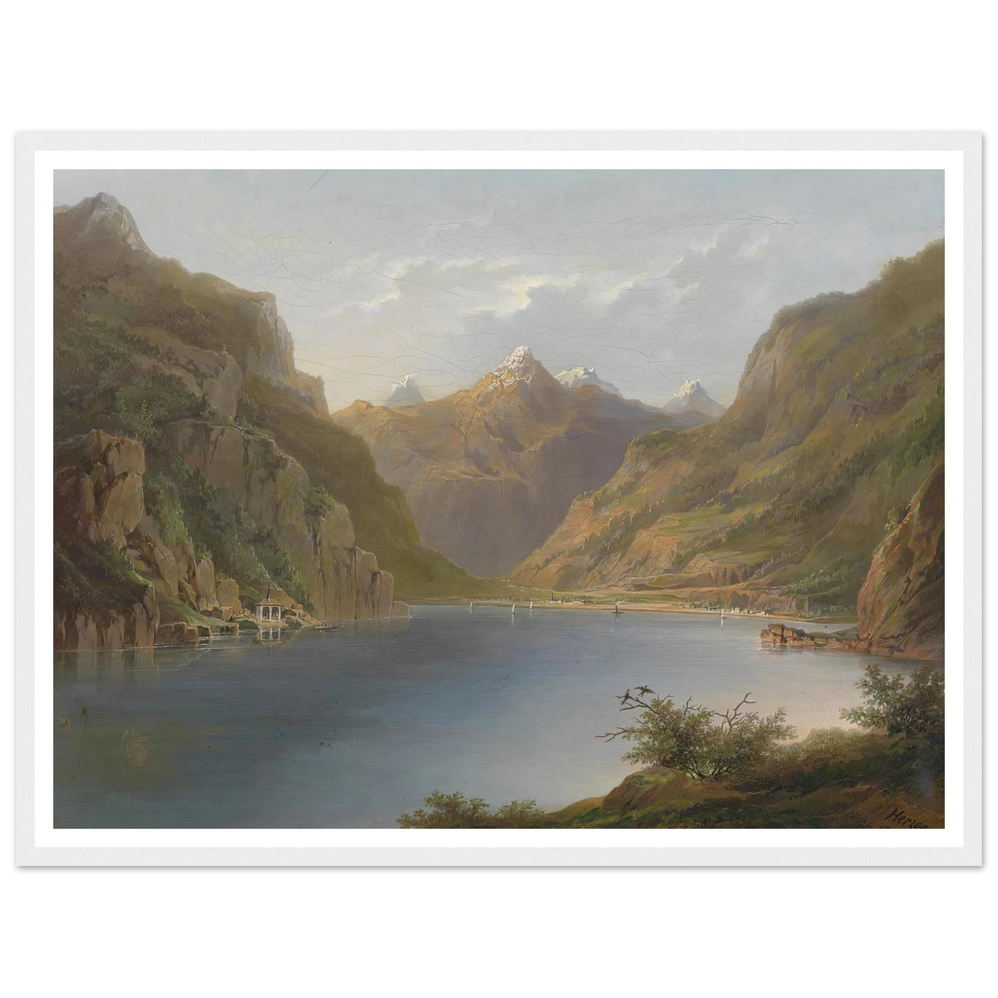 Vierwaldstättersee (1882) Art Print | Hermann Ottomar Herzog - Framed Poster - 30x40 cm / 12x16″ - Black frame
