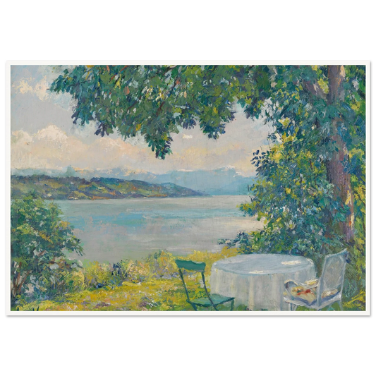 View of Lake Starnberg (1920-30) Art Print | Edward Cucuel - Framed Poster - 30x40 cm / 12x16″ - Black frame