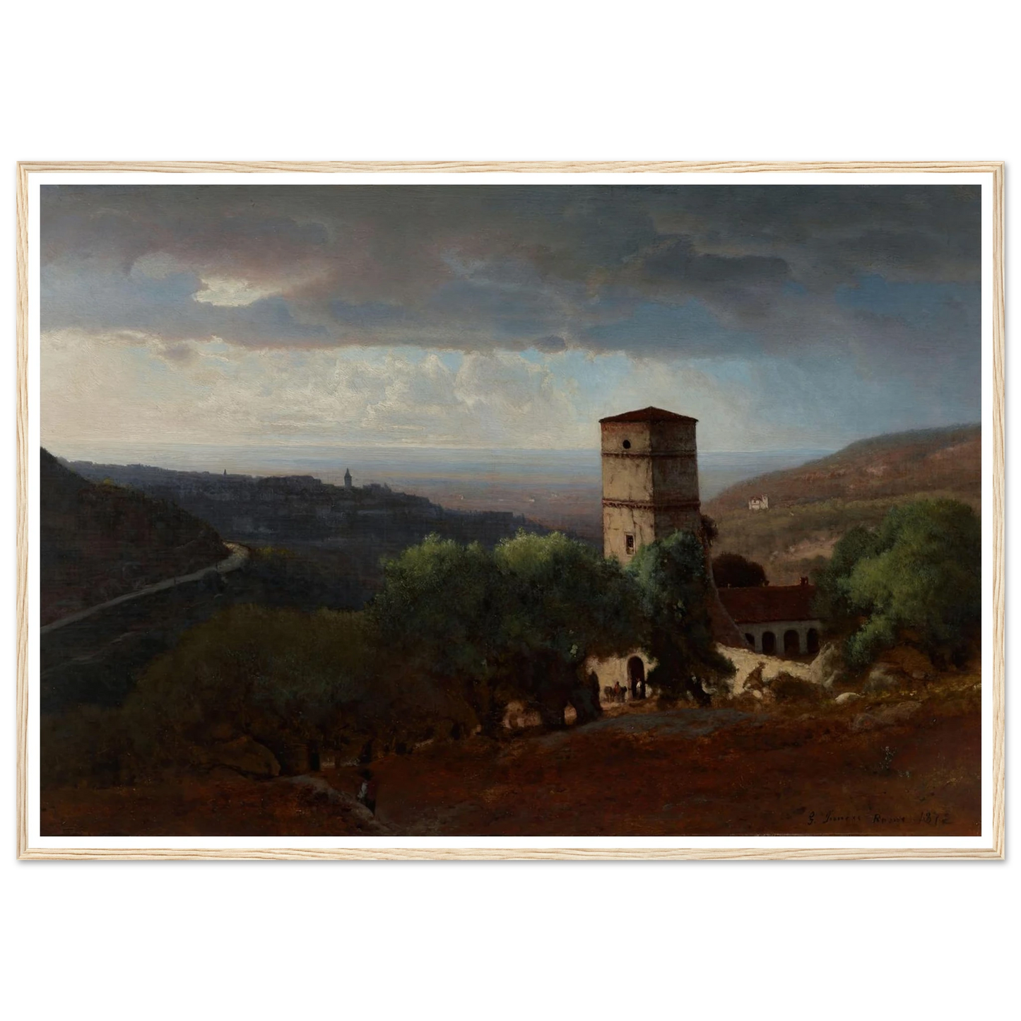 View of Rome from Tivoli (1872) Art Print | George Inness - Framed Poster - 30x40 cm / 12x16″ - Black frame