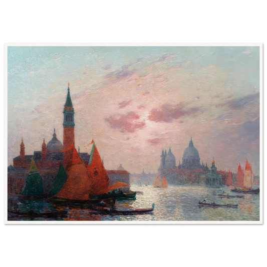 View of the Grand Canal, Venice Art Print | Ferdinand du Puigaudeau - Framed Poster - 30x40 cm / 12x16″ - Black frame