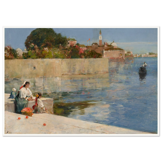 View of Venice (circa 1883) Art Print | Childe Hassam - Framed Poster - 30x40 cm / 12x16″ - Black frame