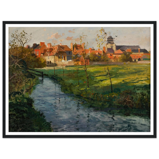 Village by a Stream Art Print | Frits Thaulow - Framed Poster - 30x40 cm / 12x16″ - Black frame