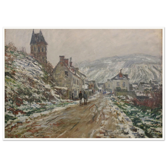 Village Street, Vétheuil (1879) Art Print | Claude Monet - Framed Poster - 30x40 cm / 12x16″ - Black frame