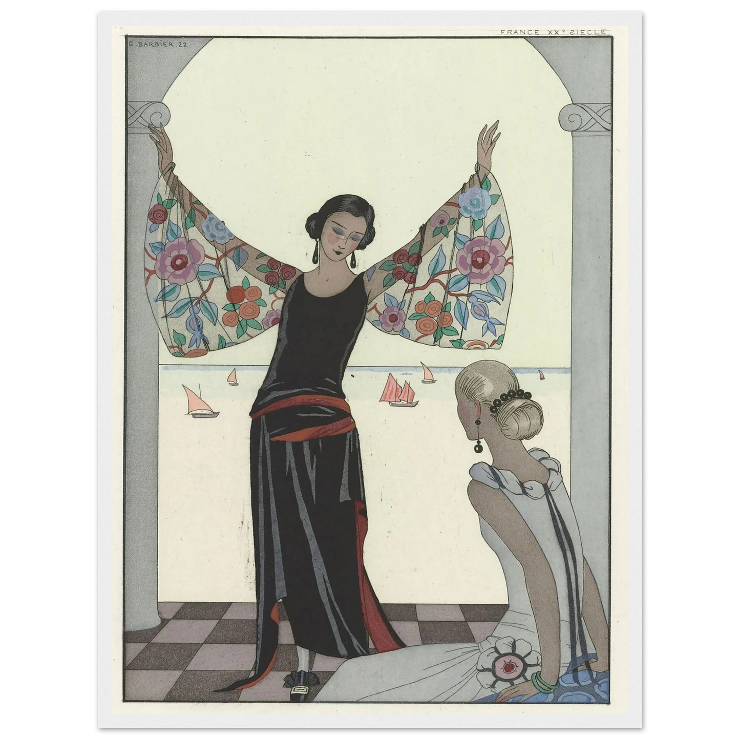 Voici mes ailes ! (1922) Art Print | George Barbier - Framed Poster - 30x40 cm / 12x16″ - Black frame