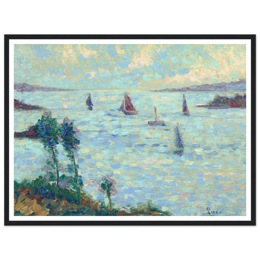 Voiliers au large de Kermouster (circa 1914-1915) Art Print | Maximilien Luce - Framed Poster - 30x40 cm / 12x16″ - Black frame