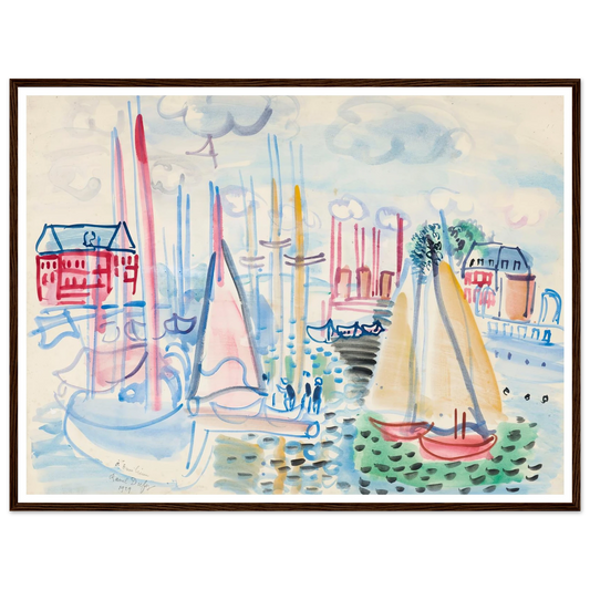 Voiliers dans le port de Deauville (1929) Art Print | Raoul Dufy - Framed Poster - 30x40 cm / 12x16″ - Black frame