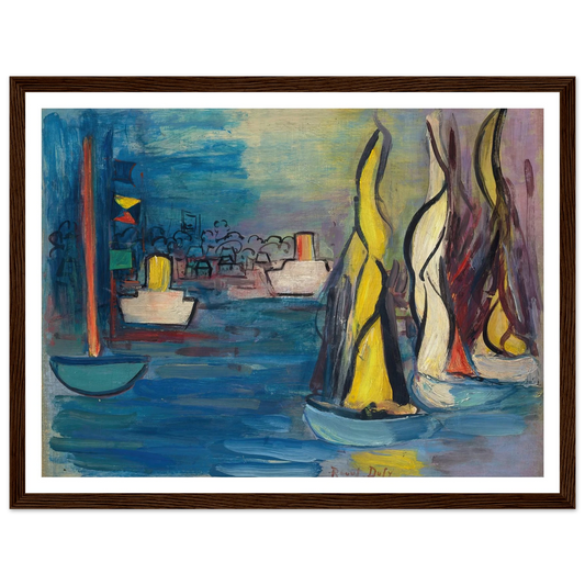 Voiliers dans le port de Deauville (circa 1935) Art Print | Raoul Dufy - Framed Poster - 30x40 cm / 12x16″ - Black frame
