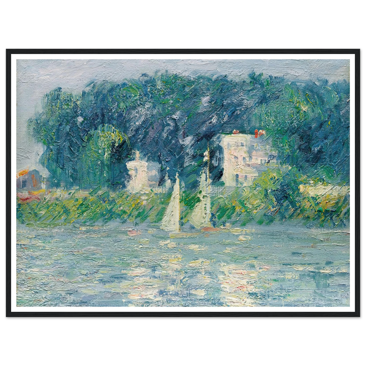 Voiliers sur l’Oise Art Print | Gustave Caillebotte - Framed Poster - 30x40 cm / 12x16″ - Black frame