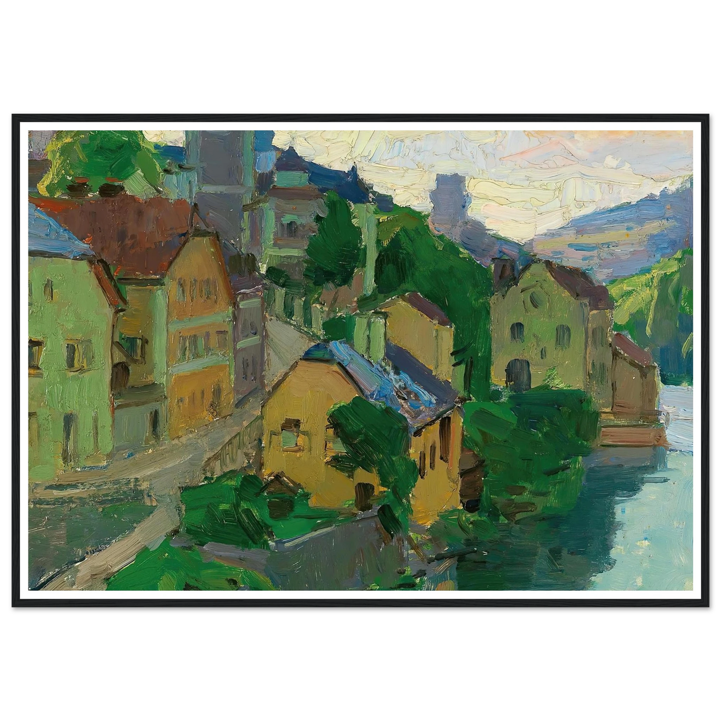 Waidhofen an der Ybbs (c. 1938) Art Print | Carl Moll - Framed Poster - 30x40 cm / 12x16″ - Black frame