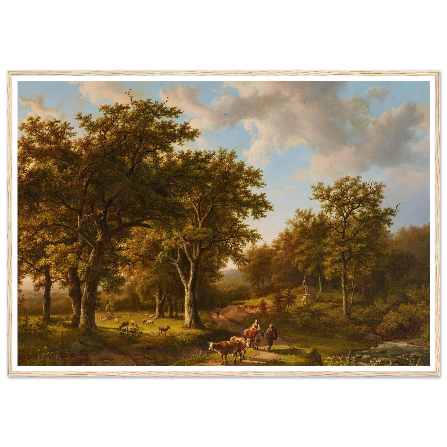 Waldlandschaft mit Hirten und Vieh Art Print | Barend Cornelis Koekkoek - Framed Poster - 30x40 cm / 12x16″ - Black frame