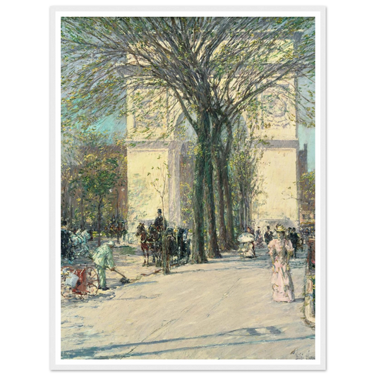 Washington Arch, Spring Art Print | Childe Hassam - Framed Poster - 30x40 cm / 12x16″ - Black frame