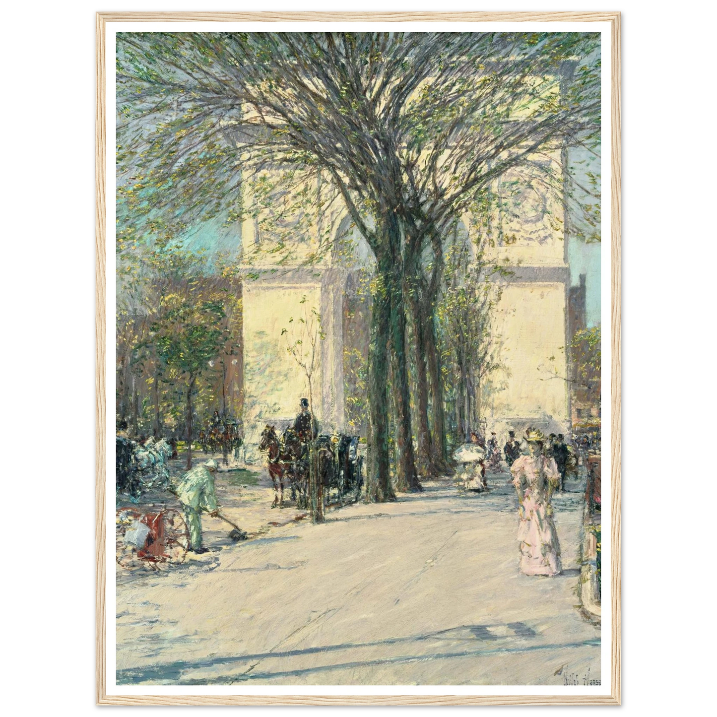 Washington Arch, Spring Art Print | Childe Hassam - Framed Poster - 30x40 cm / 12x16″ - Black frame