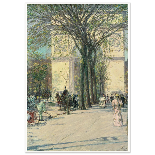 Washington Arch, Spring Art Print | Childe Hassam - Framed Poster - 30x40 cm / 12x16″ - Black frame