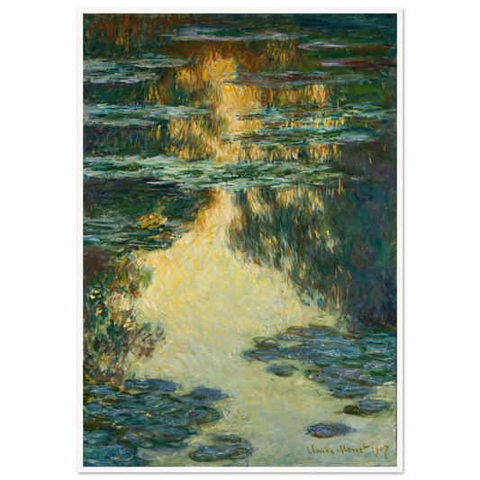 Water Lilies (1907) Art Print | Claude Monet - Framed Poster - 30x40 cm / 12x16″ - Black frame