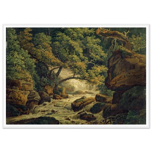 Waterfall Chesant (Waterfall of the Birs) (1805) Art Print | Peter Birmann - Framed Poster - 30x40 cm / 12x16″ - Black frame