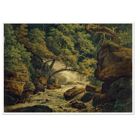 Waterfall Chesant (Waterfall of the Birs) (1805) Art Print | Peter Birmann - Framed Poster - 30x40 cm / 12x16″ - Black frame