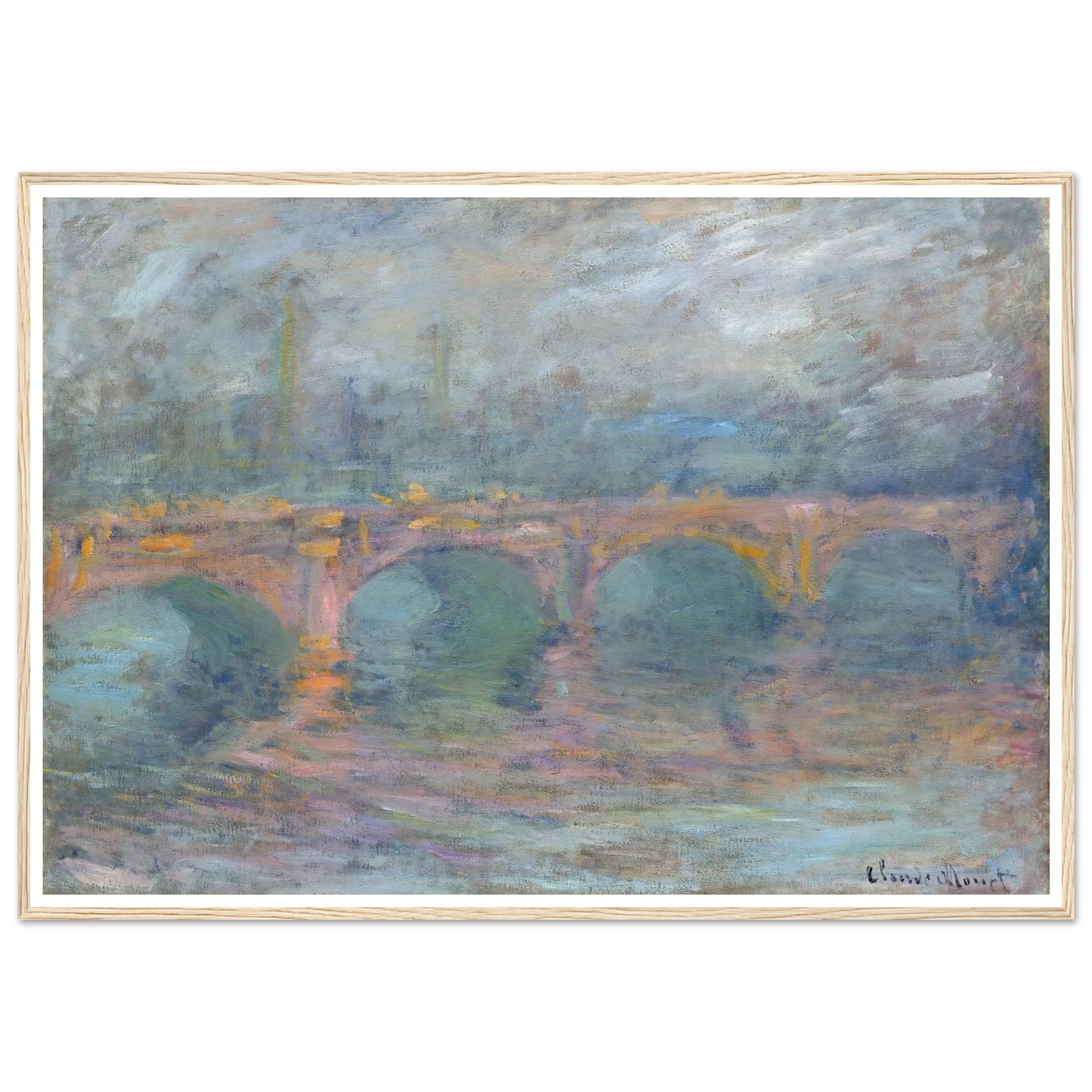 Waterloo Bridge, London at Sunset (1904) Art Print | Claude Monet - Framed Poster - 30x40 cm / 12x16″ - Black frame